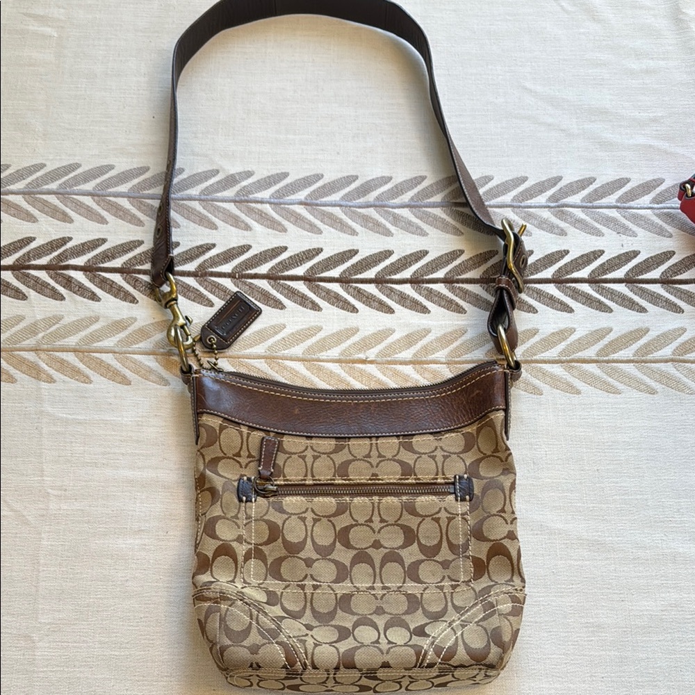Vintage Coach Brown and Tan Crossbody Bag